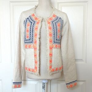 Part Two Embroidered Cream Jacket with Pink and Blue Accents